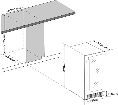 Шкаф винный CELLARPRIVATE CP032-1TWH