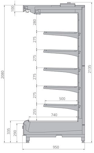 Горка холодильная BRANDFORD VR2080.950 2500