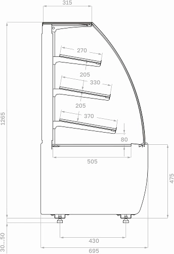 Витрина хлебная CARBOMA K70 N 1,3-1 Light Bread Flandria 9005
