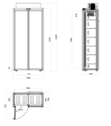 Шкаф винный KIFATO 1000х530х2150 (2325) СТ, 2 стеклянные двери