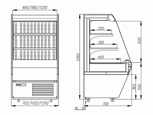 Витрина холодильная CARBOMA F13-07 VM 1,0-2 0020 стеклопакет (1260/700 ВХСп-1,0)