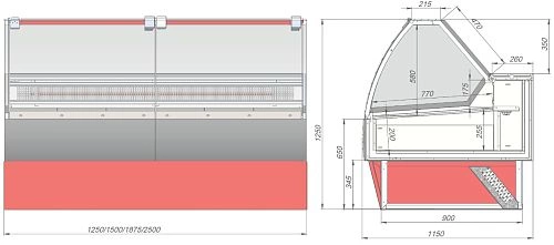 Витрина холодильная KIFATO Аляска 1250 СТ статика